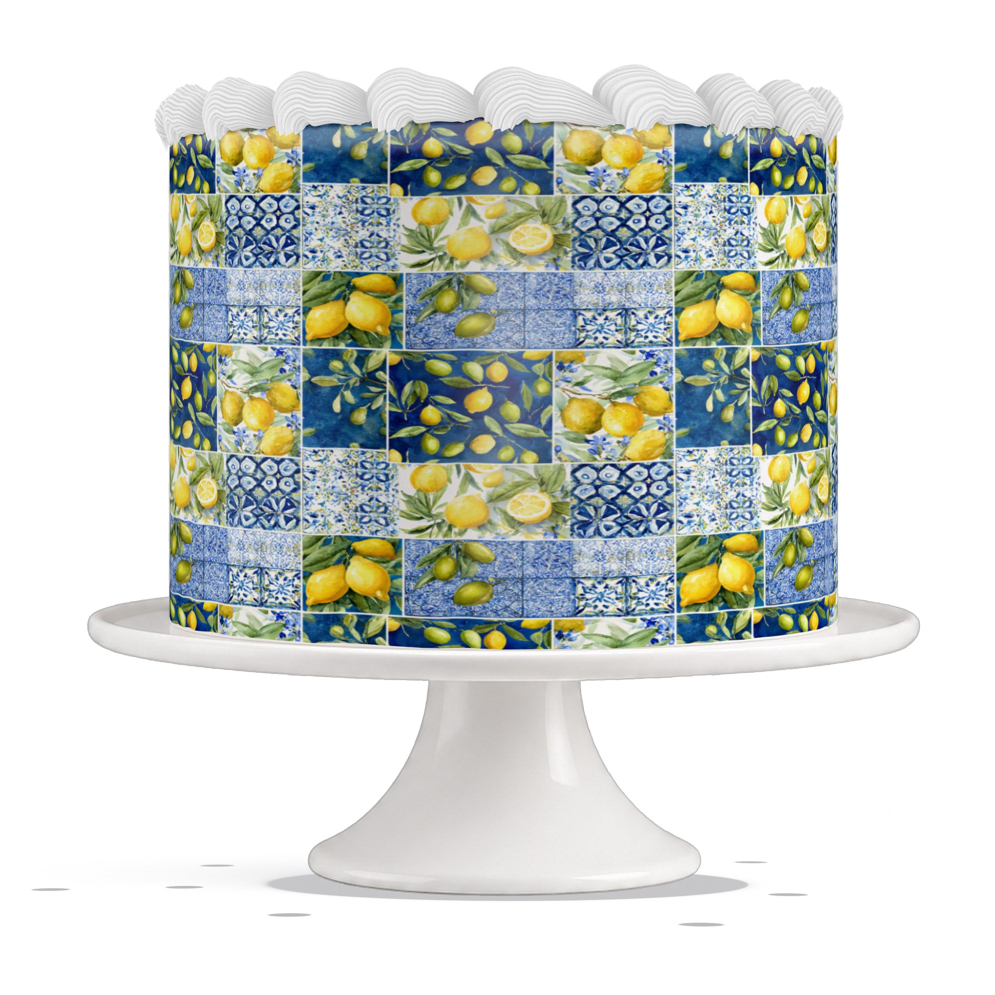 Mediterranean Lemon Tile Edible Cake Wrap Strip – Icing Sheet Cak - Edible Cake Topper | Icing Sheet | Birthday Cake Decoration