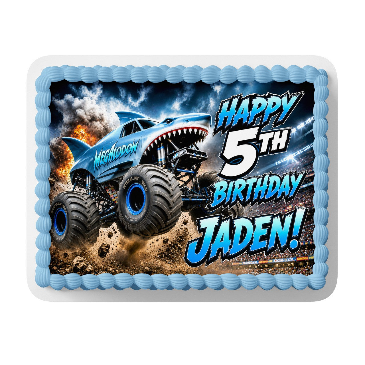 Megalodon Monster Truck Edible Cake Topper | Birthday Cake Decoration | Photo Cake Image
