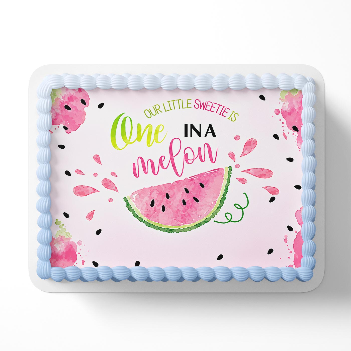 Our Little Sweetie is One in a Melon Edible Cake Topper | Birthday Cake Decoration | Photo Cake Image