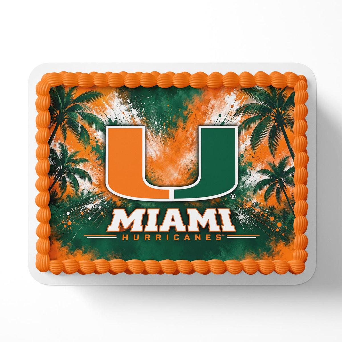 Miami Hurricanes Edible Cake Topper | Birthday Cake Decoration | Photo Cake Image | Custom Edible Cake Topper