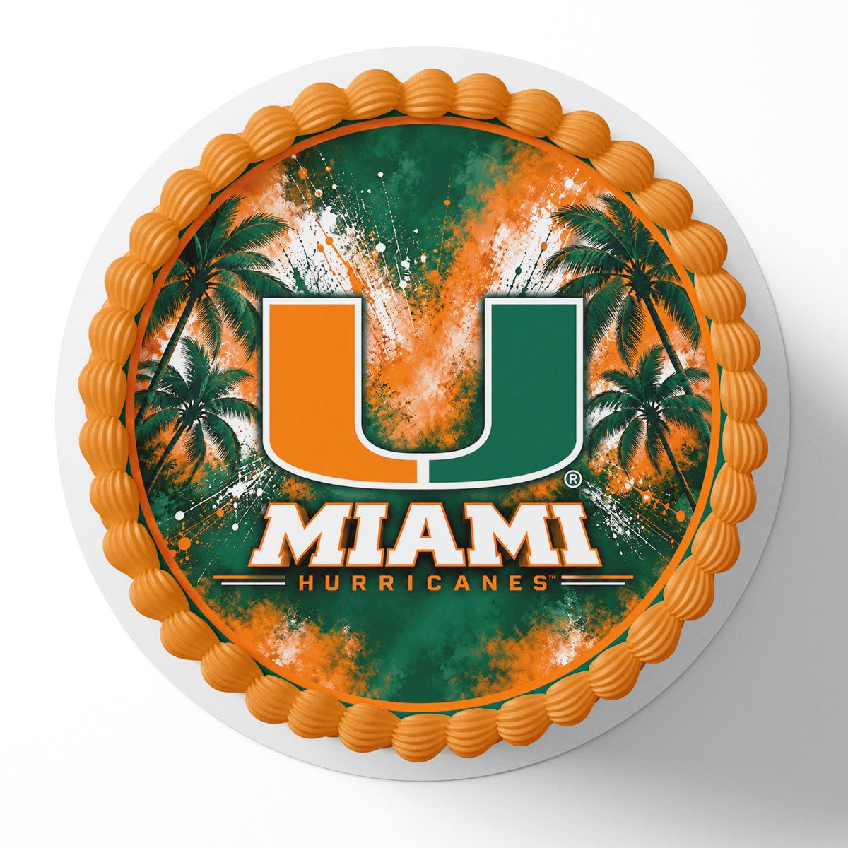 Miami Hurricanes Edible Cake Topper | Birthday Cake Decoration | Photo Cake Image | Custom Edible Cake Topper