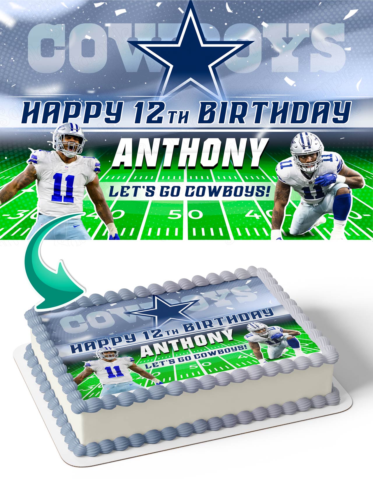 Micah Parsons Dallas Cowboys Edible Cake Topper