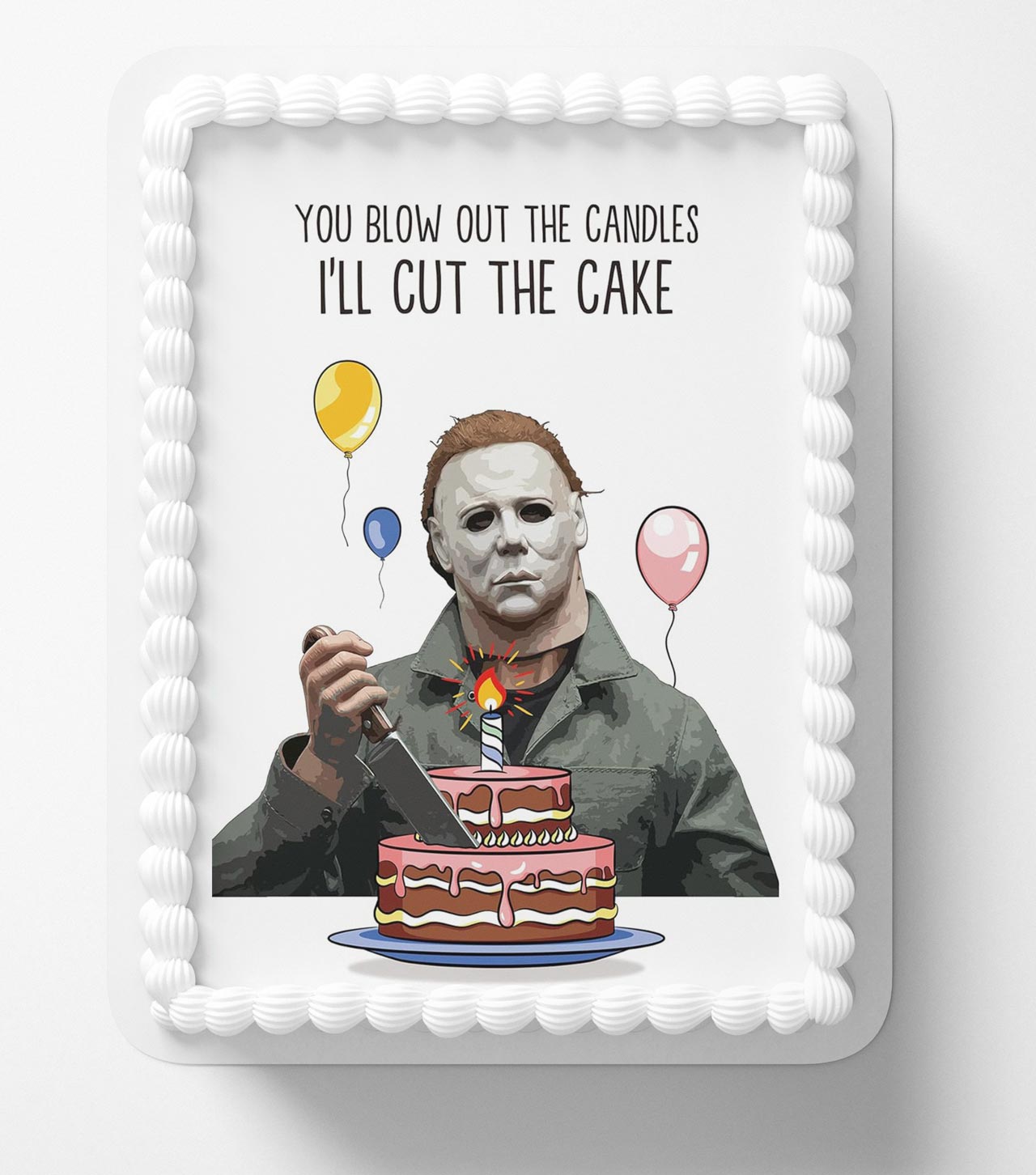 Michael Myers Cut Cake Meme Edible Cake Topper