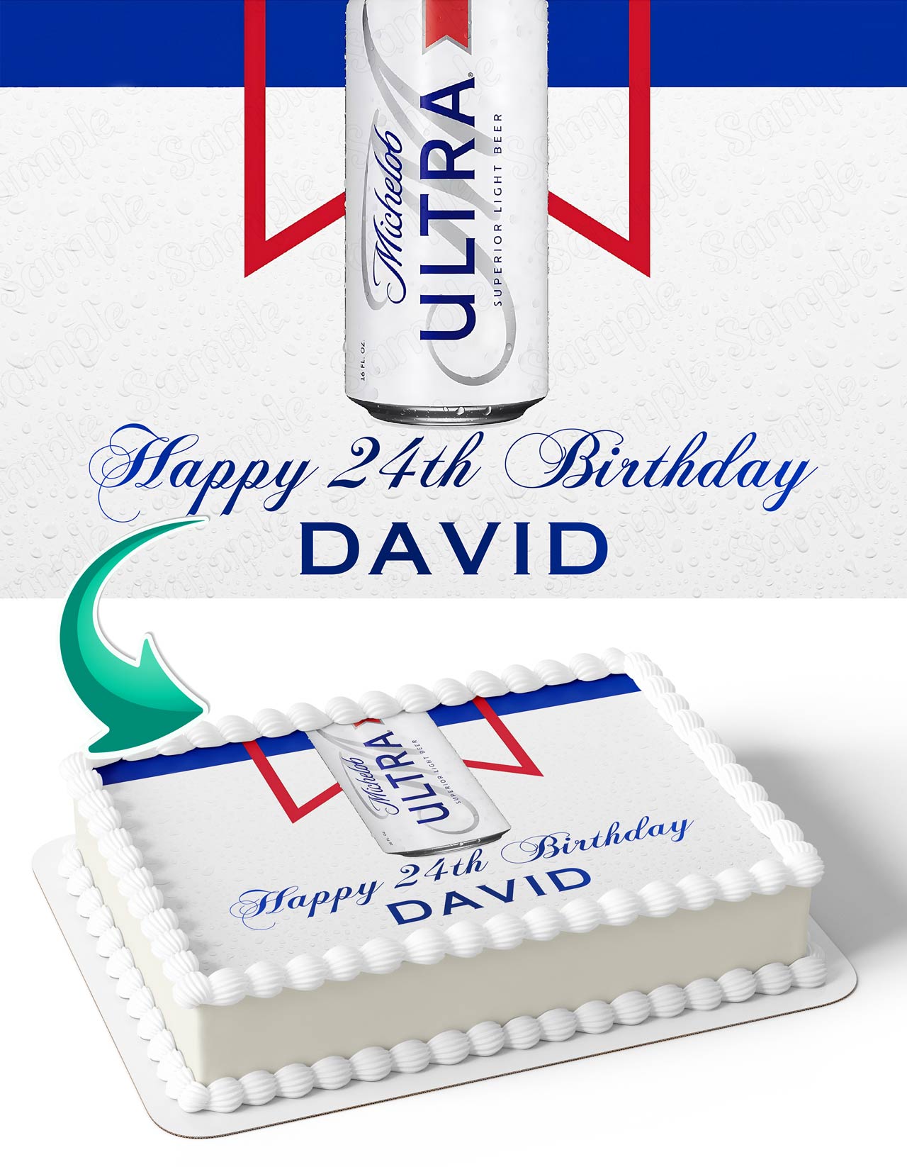 Michelob Ultra Beer Fan Edible Cake Topper