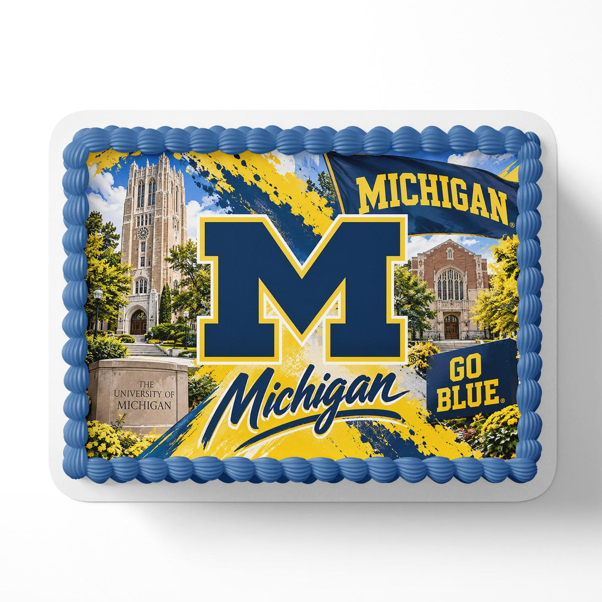 University of Michigan Edible Cake Topper | Birthday Cake Decoration | Photo Cake Image | Custom Edible Cake Topper