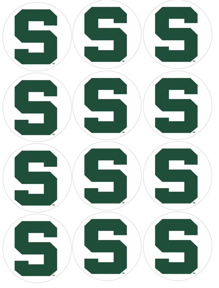 Michigan State Spartans S Logo Edible Cupcake Toppers Icing Sheet or Wafer Paper
