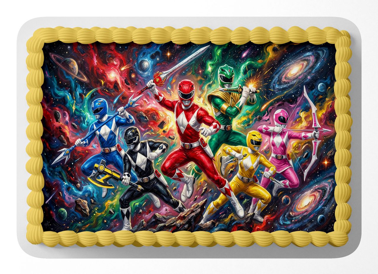 Mighty Morphin Power Rangers Classic TV Series edible cake topper