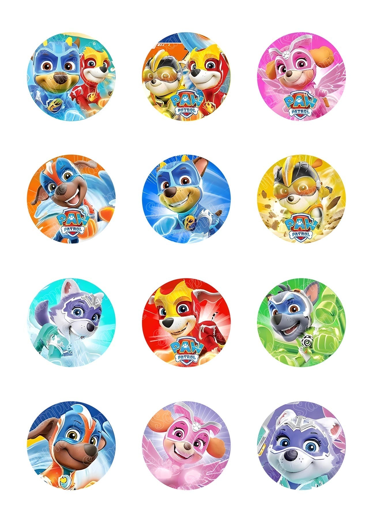 Mighty Pups Paw Patrol Edible Cupcake Toppers – Round Icing Sheet - Edible Cake Topper | Icing Sheet | Birthday Cake Decoration