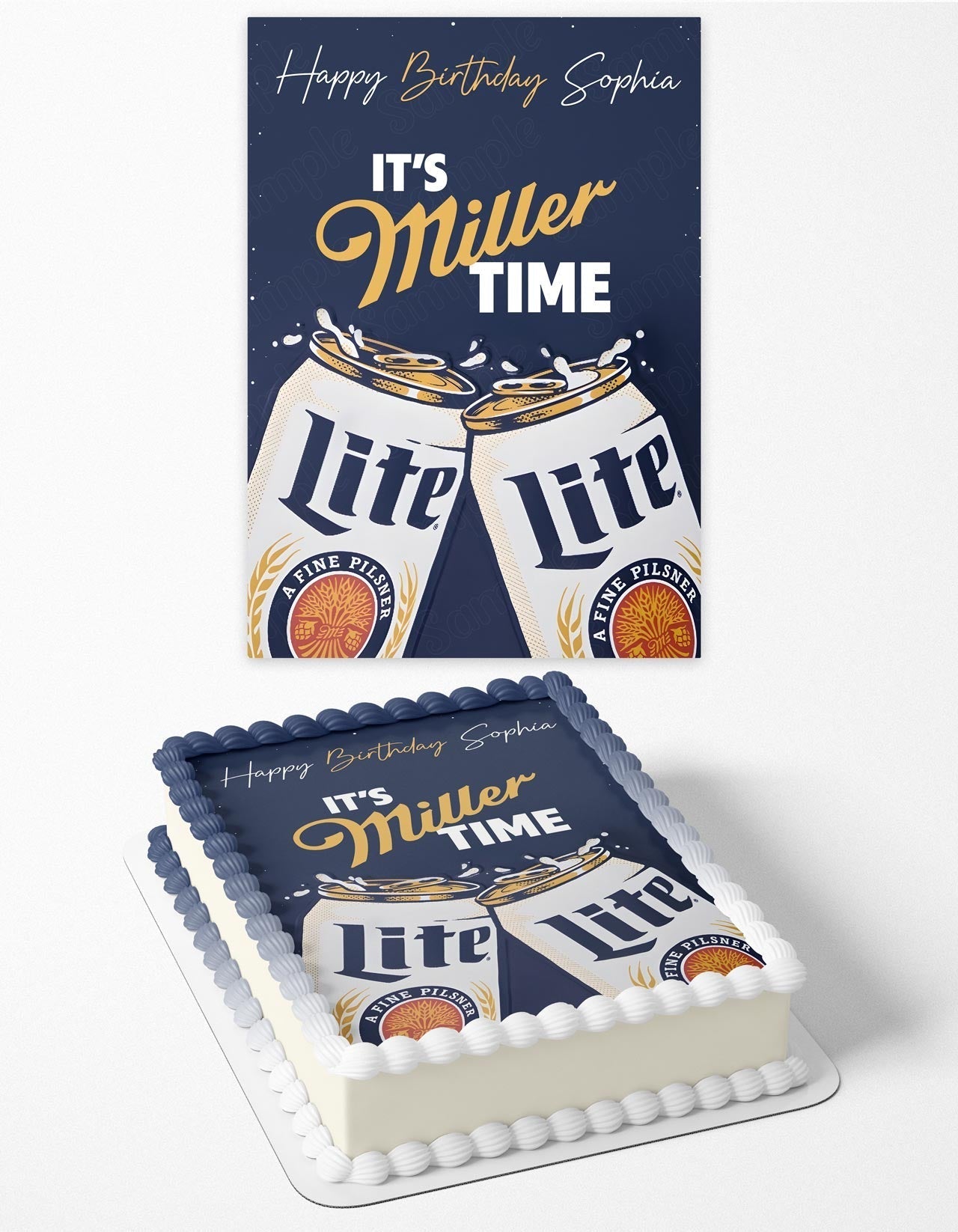 Miller Lite Its Miller Time Edible Cake Topper
