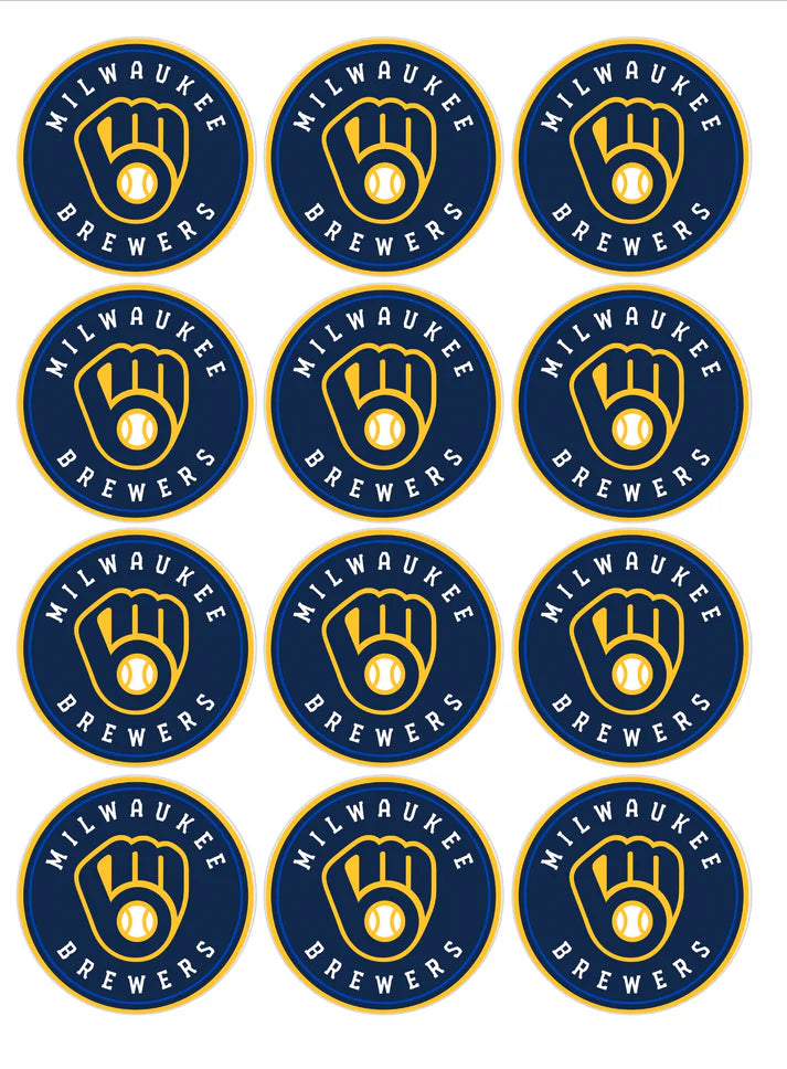 Milwaukee Brewers Edible Cupcake Toppers Icing Sheet or Wafer Paper
