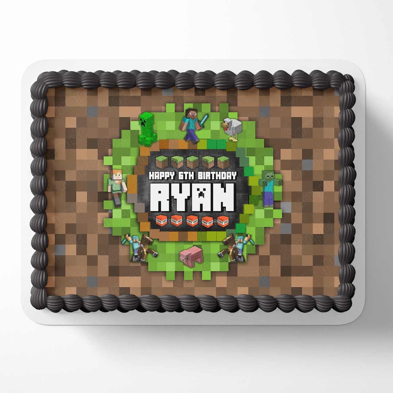 Mine Blocks Pixel Craft Kids Steve World Edible Cake Topper
