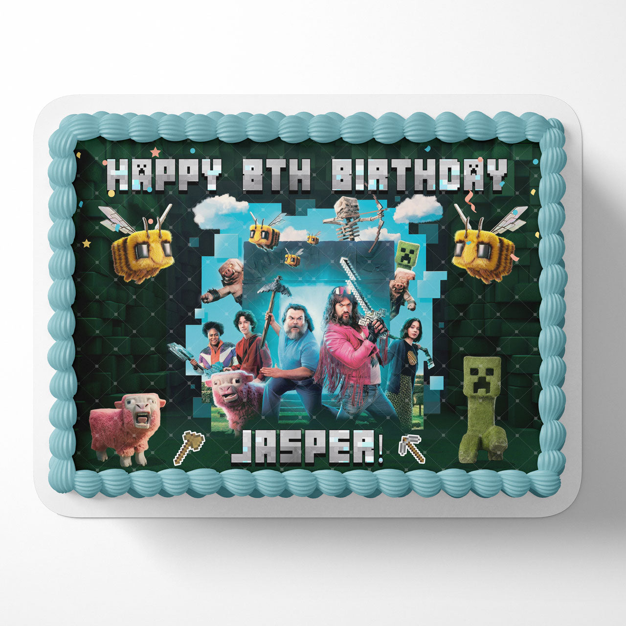 Mine Blocks Pixel Craft Movie Creeper Bee Sheep CT Edible Cake Topper