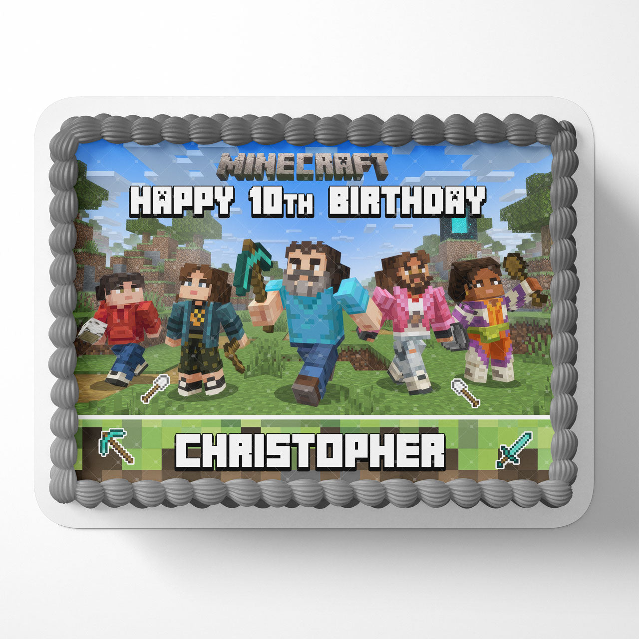 Mine Blocks Pixel Craft Movie Pixel Style Edible Cake Topper