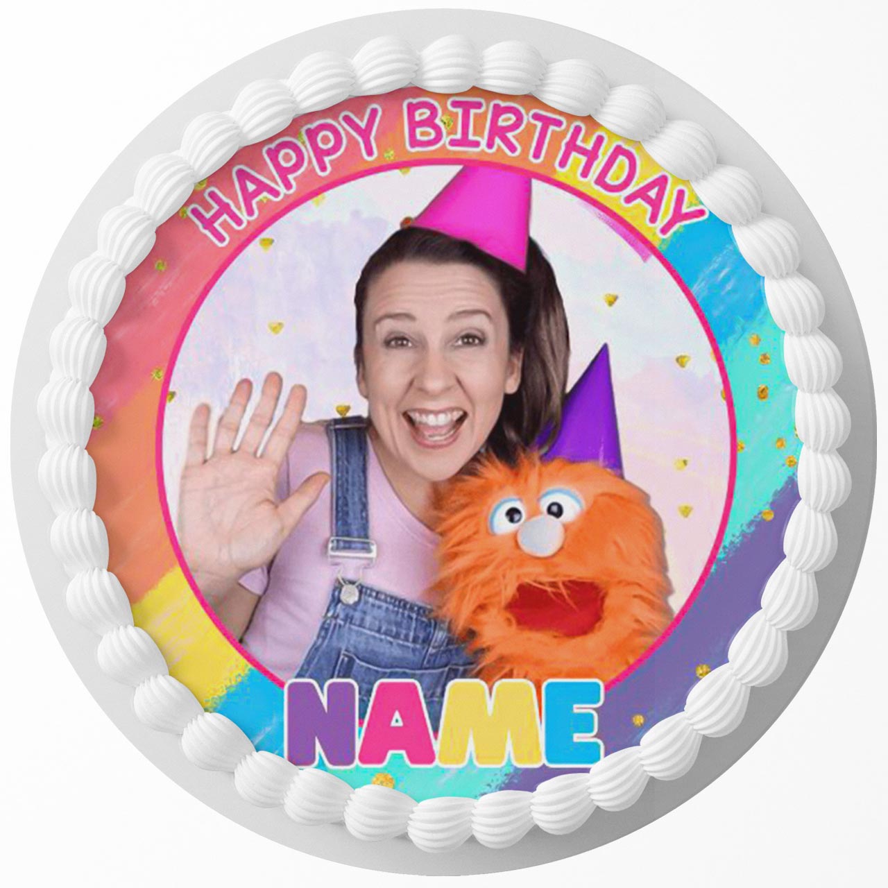 Ms Rachel MR Round – Icing Sheet Birthday - Personalized Edible Cake Topper | Custom Icing Sheet | Birthday Cake Decoration | Photo Cake Image