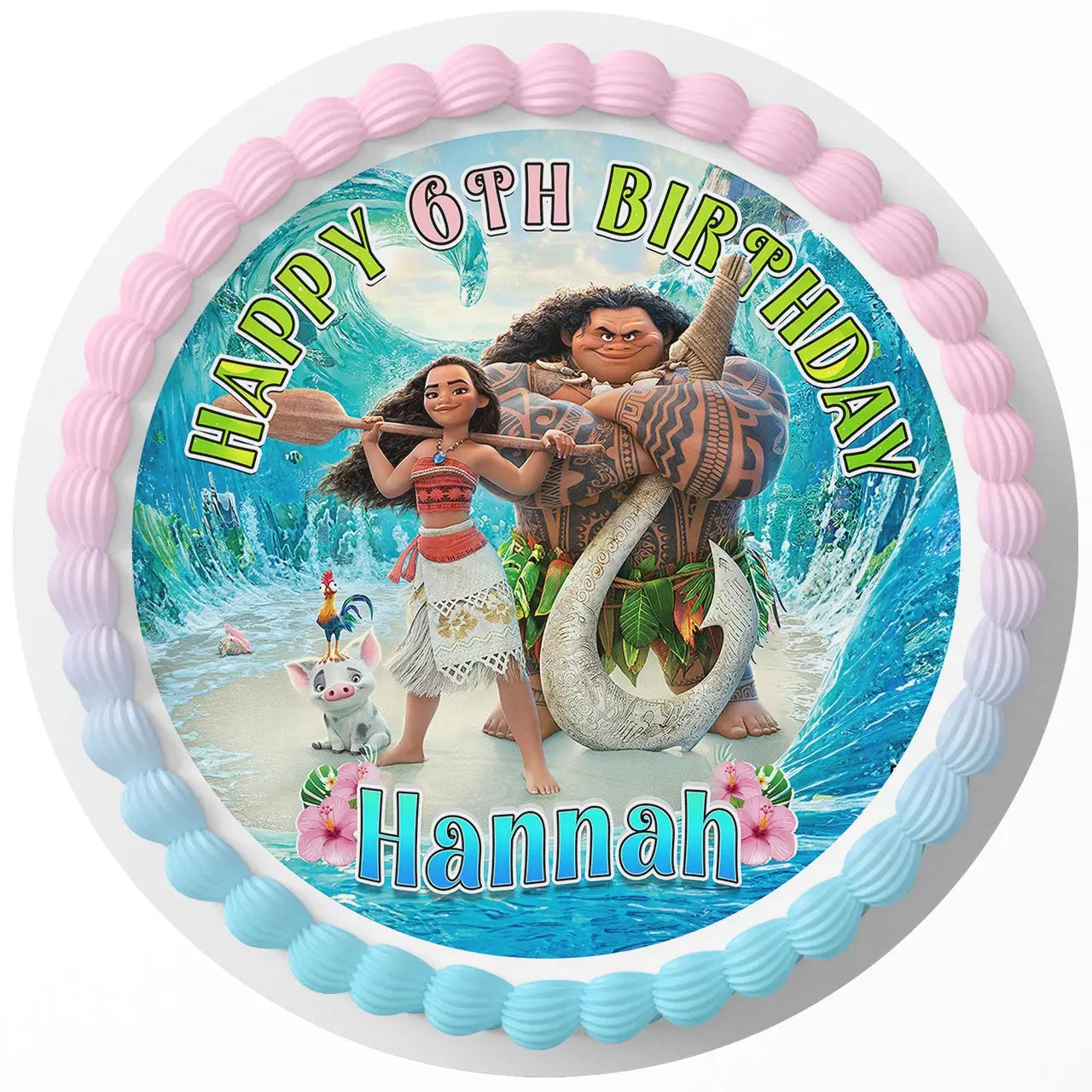 Maona Maui Hei Pua Round – Icing Sheet Birthday - Personalized Edible Cake Topper | Custom Icing Sheet | Birthday Cake Decoration