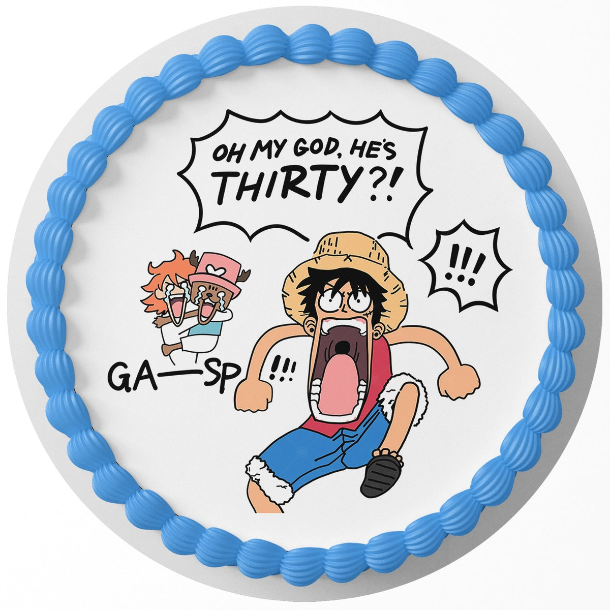 Monkey Luffy One Meme Piece Edible Cake Topper Round Personalized Edible Cake Topper | Custom Icing Sheet | Birthday Cake Decoration