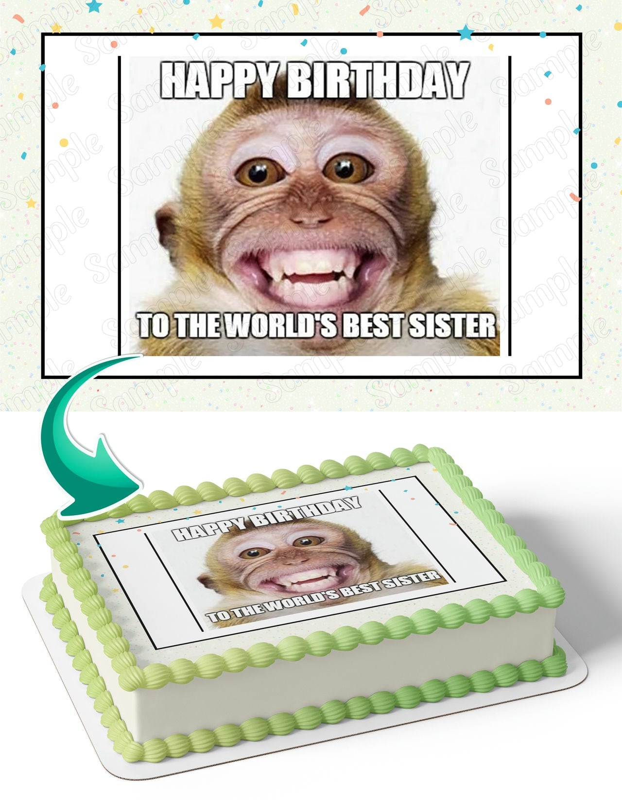 Monkey Meme Edible Cake Topper