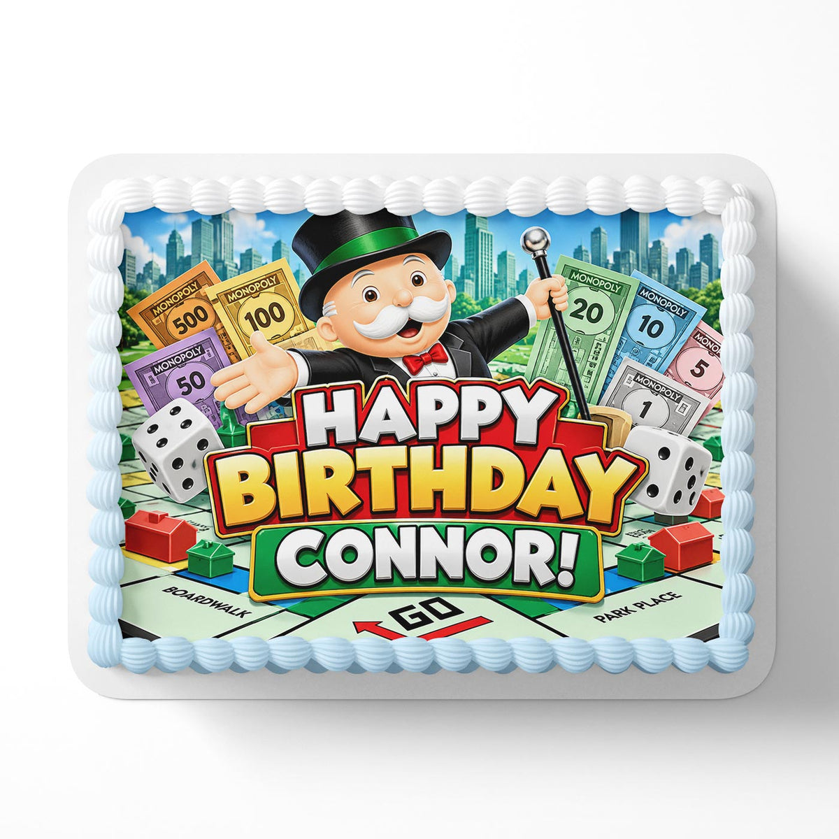 Monopoly Edible Cake Topper | Birthday Cake Decoration | Photo Cake Image | Custom Edible Cake Topper