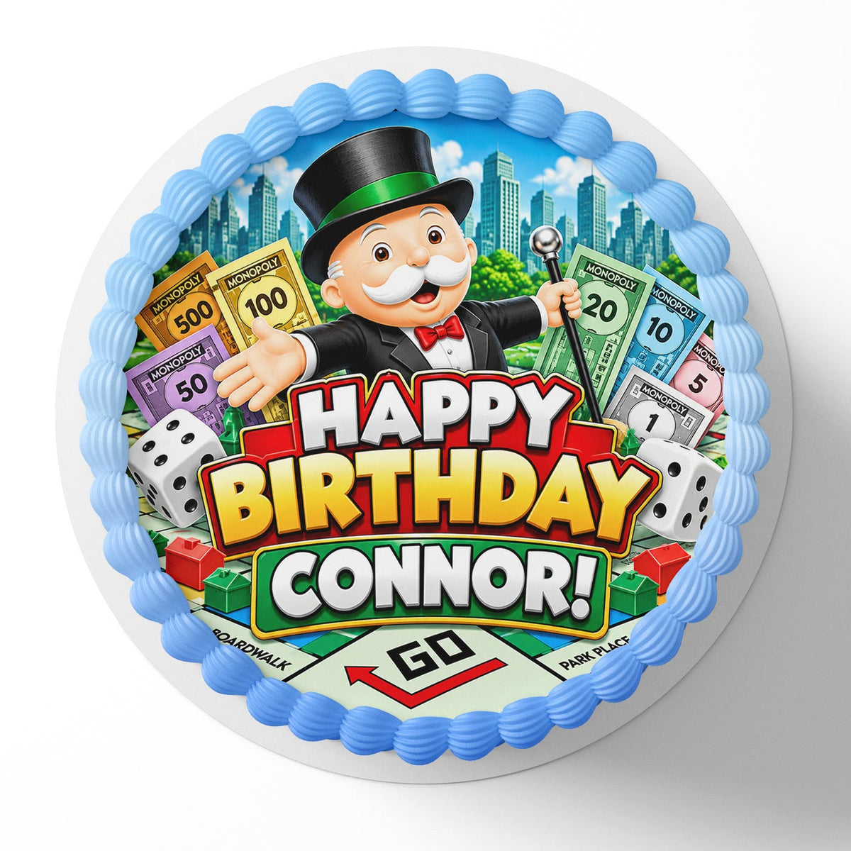 Monopoly Edible Cake Topper | Birthday Cake Decoration | Photo Cake Image | Custom Edible Cake Topper