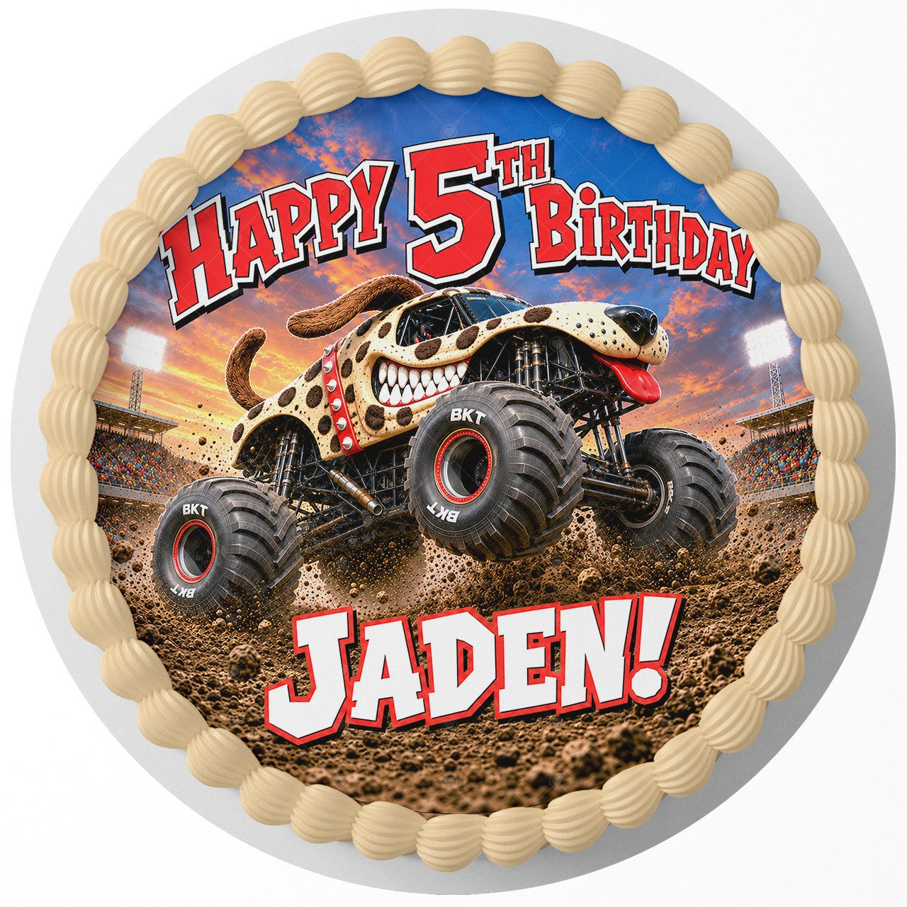 Monster Mutt Monster Truck Edible Cake Topper | Birthday Cake Decoration | Photo Cake Image