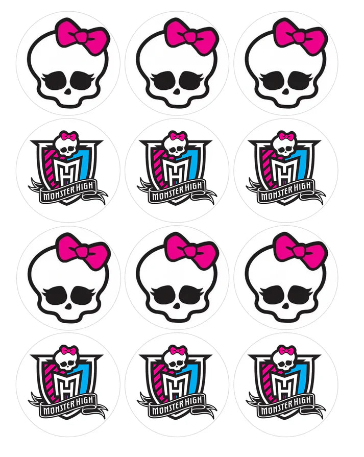 Monster High Edible Cupcake Toppers Icing Sheet or Wafer Paper