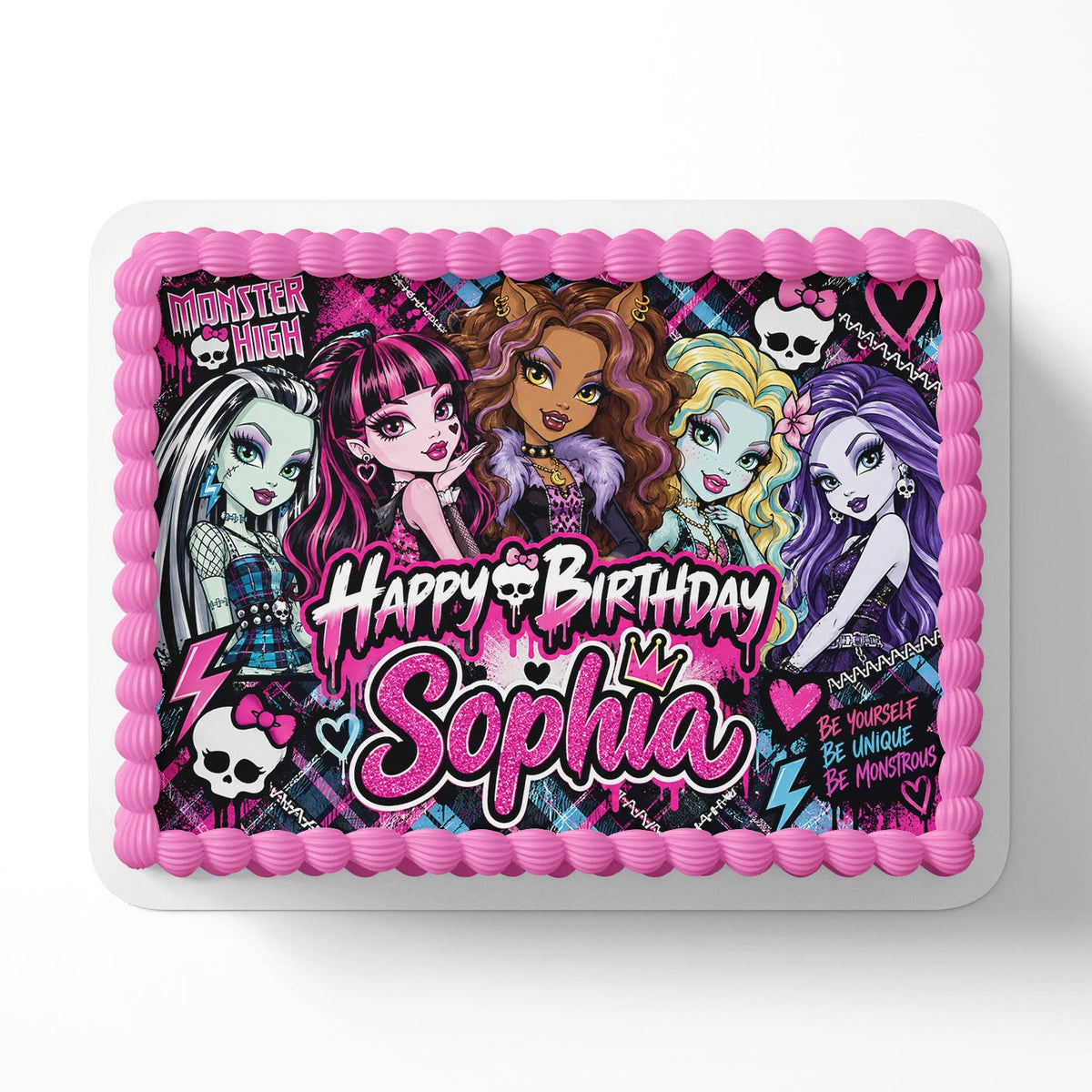 Monster High Girls Birthday Cake Topper – Happy Birthday Edible Cake Image – Personalized Icing Sheet for Cakes