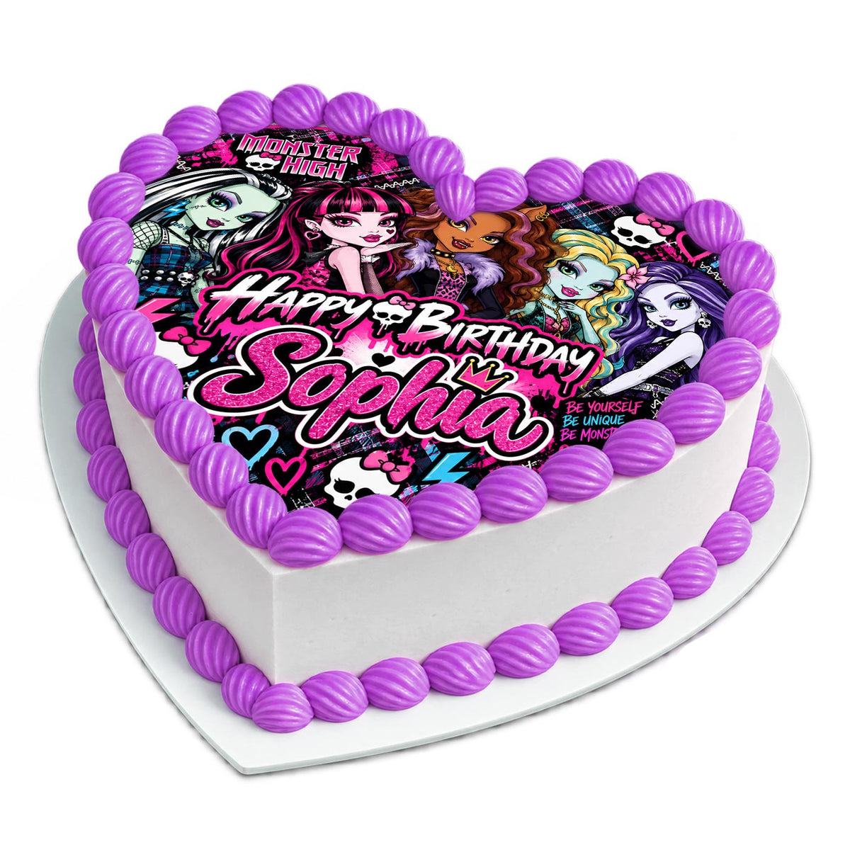 Monster High Girls Birthday Cake Topper – Happy Birthday Edible Cake Image – Personalized Icing Sheet for Cakes