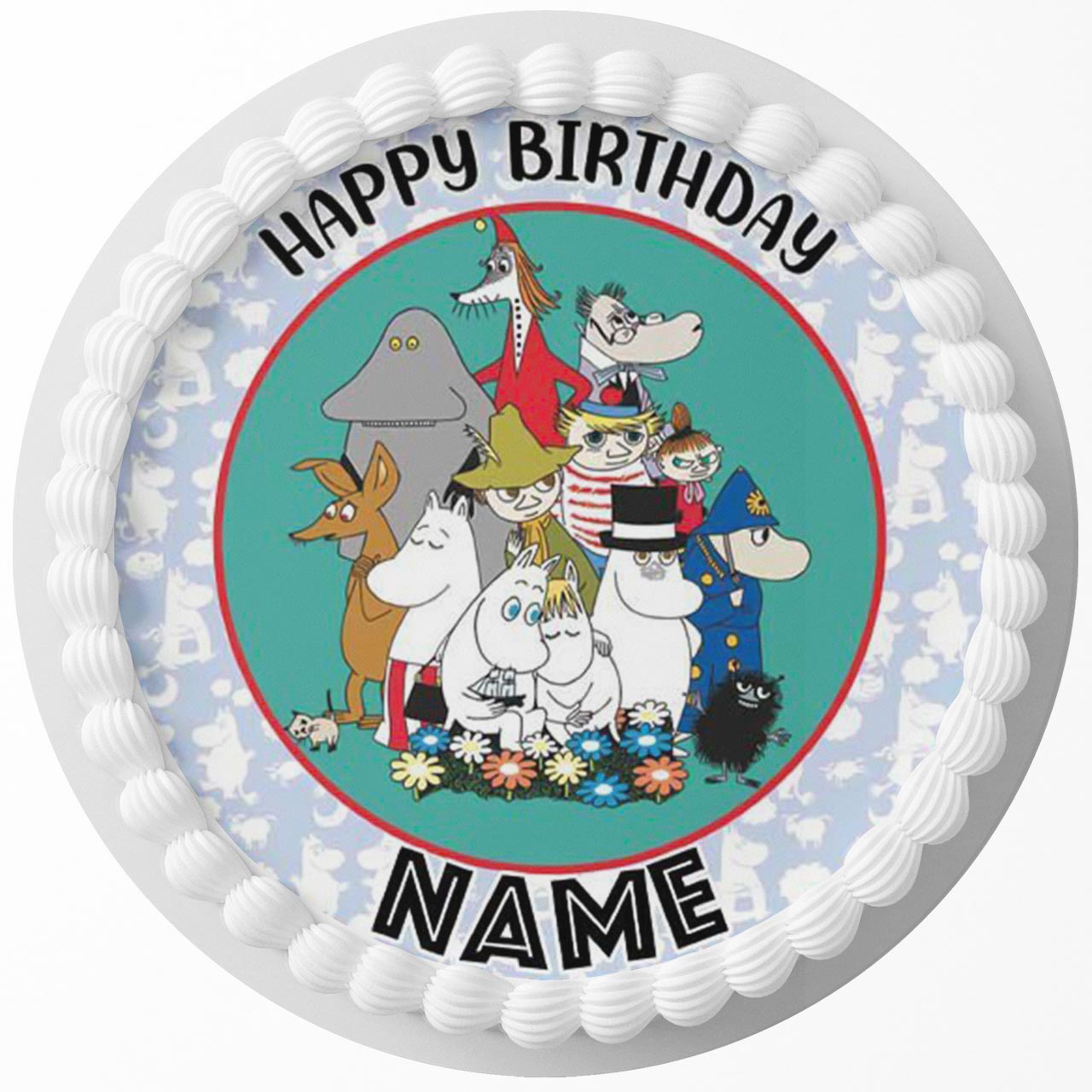 Moomin Round – Icing Sheet Birthday - Personalized Edible Cake Topper | Custom Icing Sheet | Birthday Cake Decoration | Photo Cake Image