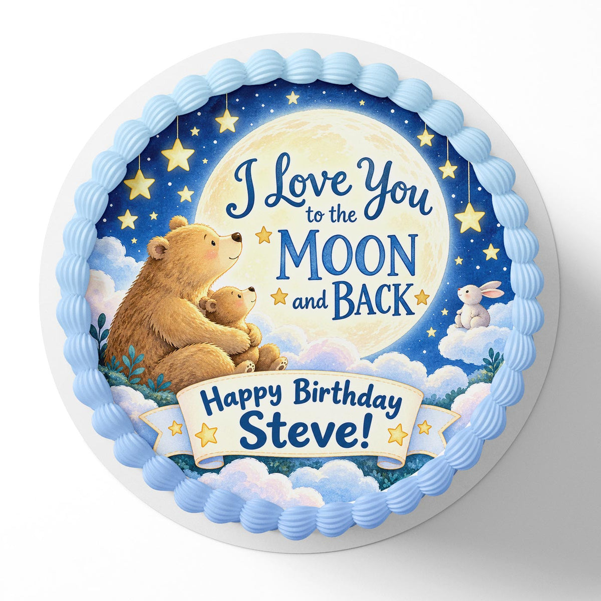 I Love You to the Moon and Back Children Edible Cake Topper | Birthday Cake Decoration | Photo Cake Image | Custom Edible Cake Topper