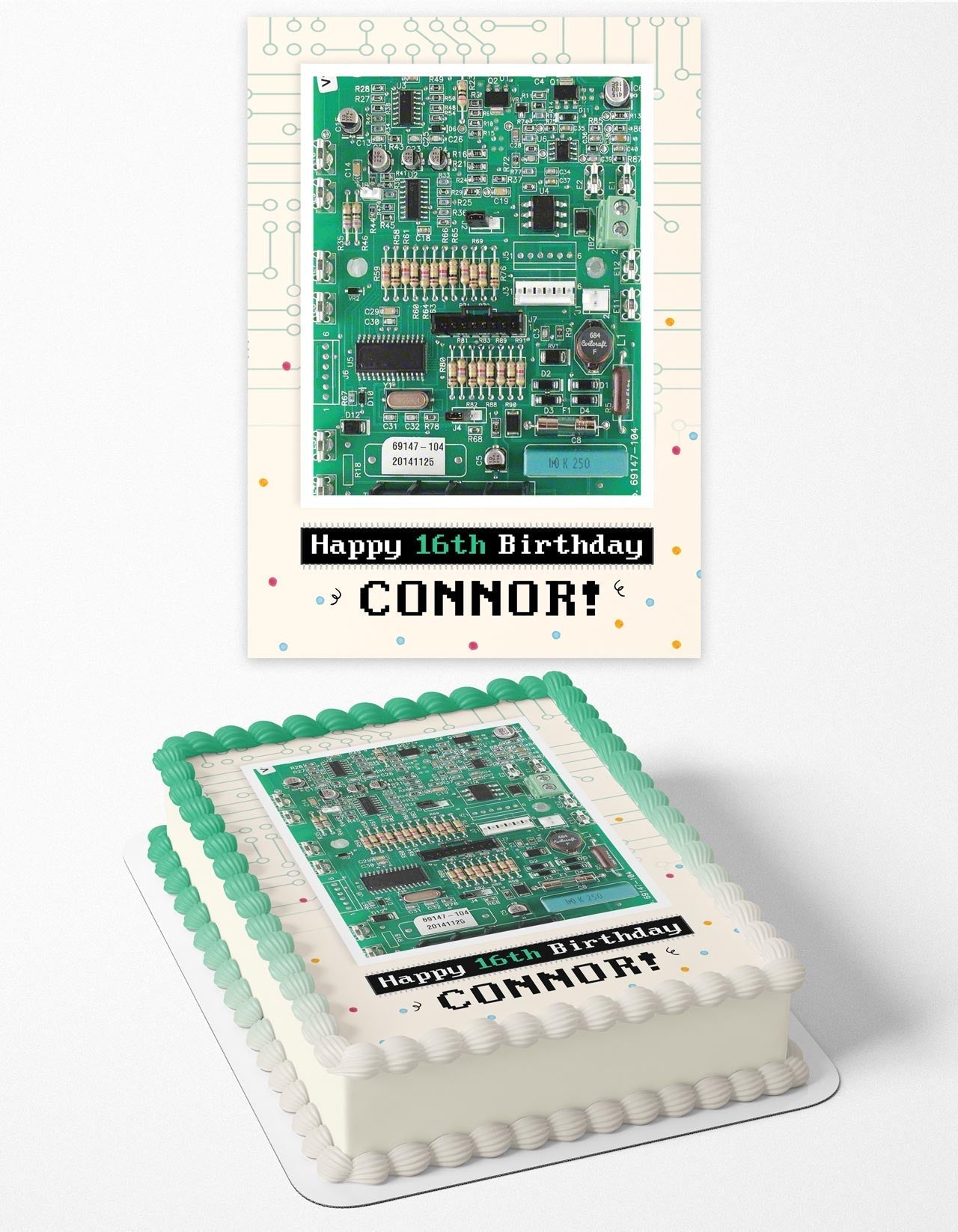 Motherboard Electronic Engineer Circuit Board Microchips Edible Cake Topper