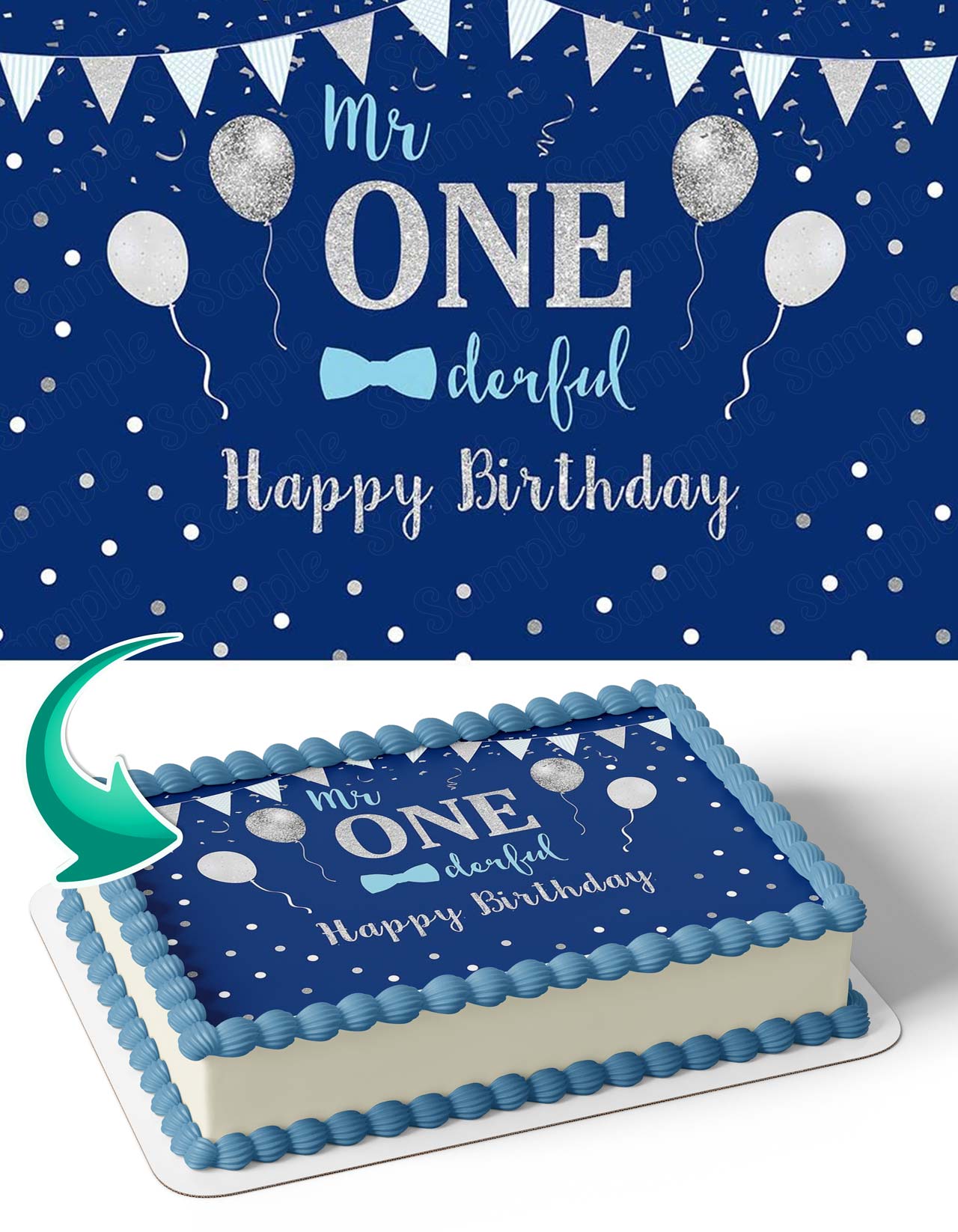 Mr One Baby Boy Edible Cake Topper