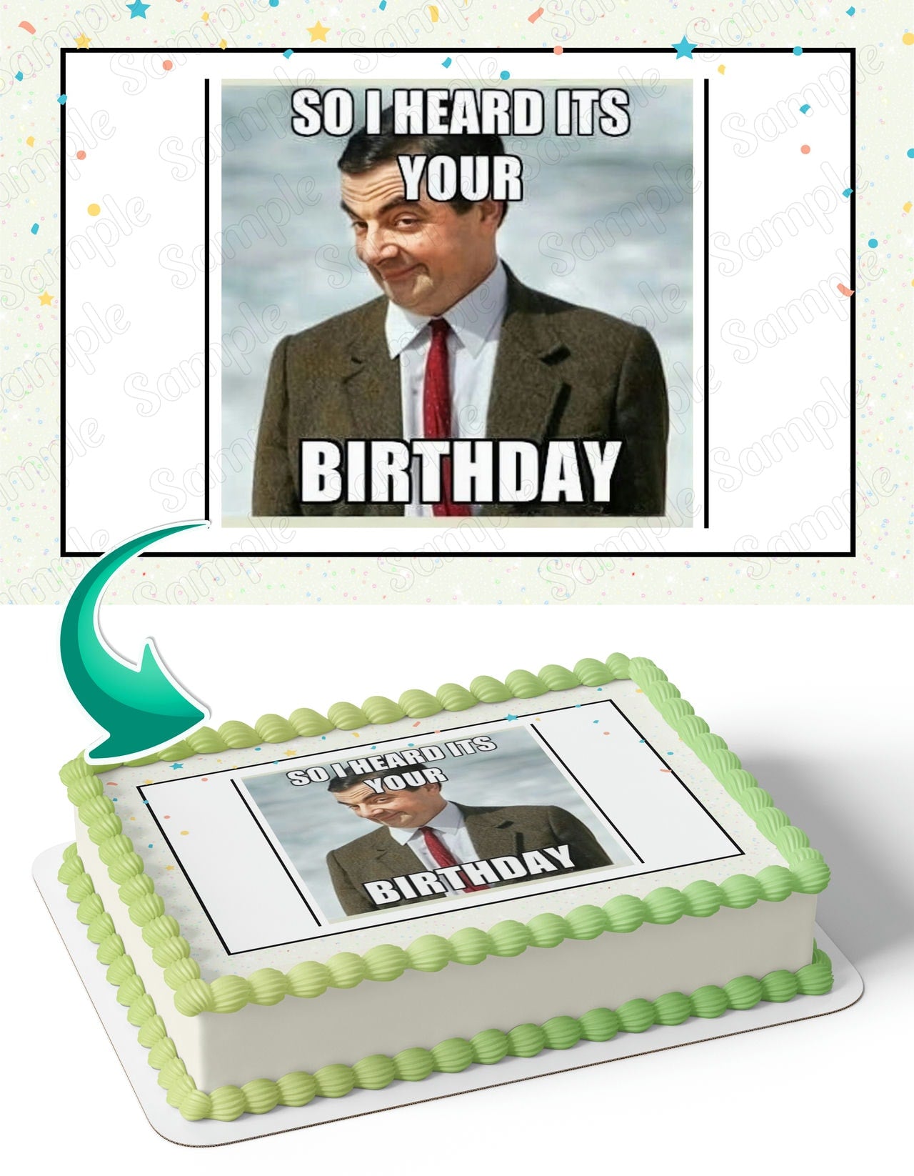 Mr Bean Meme Edible Cake Topper