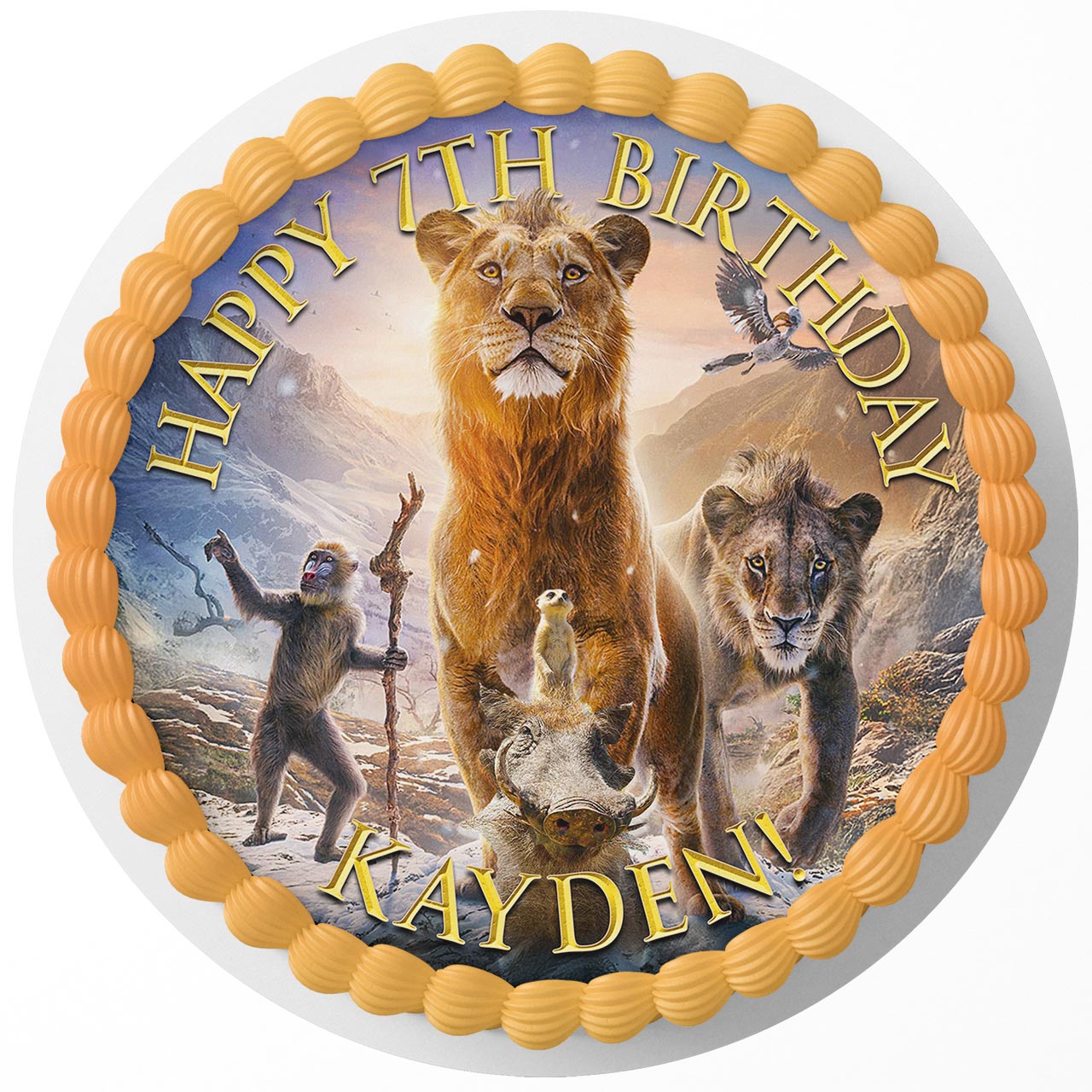 Mufasa The Lion King Timon Pumbaa Movie Themed Round – Icing Shee - Personalized Edible Cake Topper | Custom Icing Sheet | Birthday Cake Decoration
