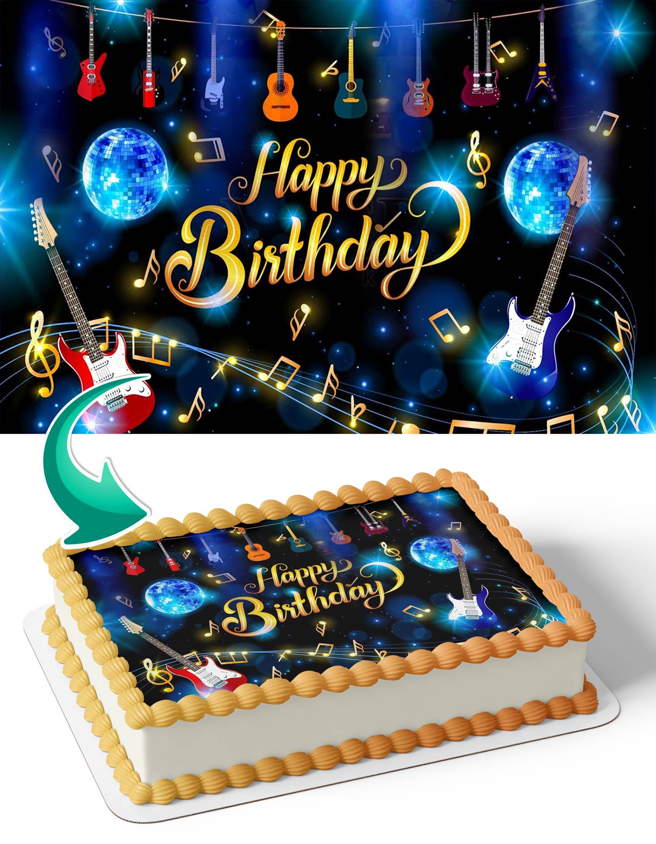 Music Electric Guitar Band Karaoke Edible Cake Topper