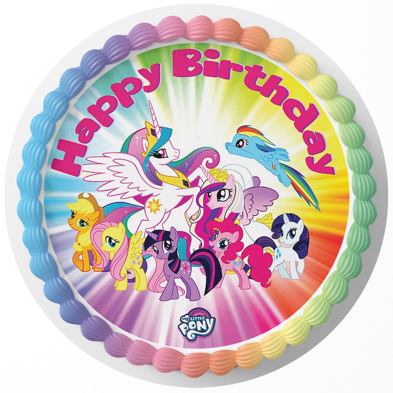 Little Ponys Hasbro Round – Icing Sheet Birthday - Personalized Edible Cake Topper | Custom Icing Sheet | Birthday Cake Decoration
