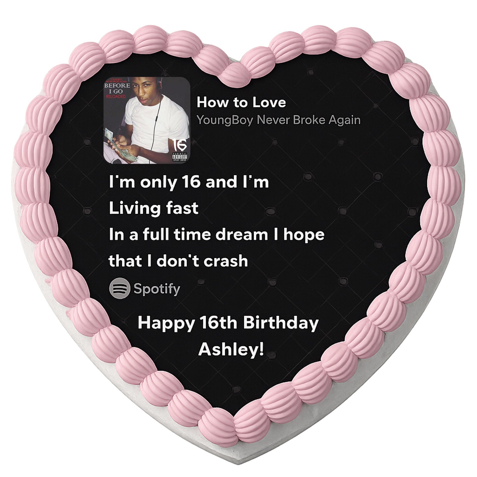 NBA Young Boy How To Love Happy 16th Heart Shape - Personalized Edible Cake Topper | Custom Icing Sheet
