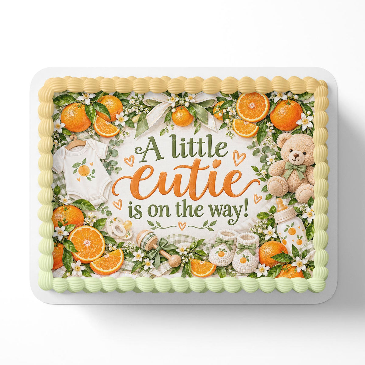 A Little Cutie is On the Way! Edible Cake Topper Cake Decoration Photo Cake Image Custom