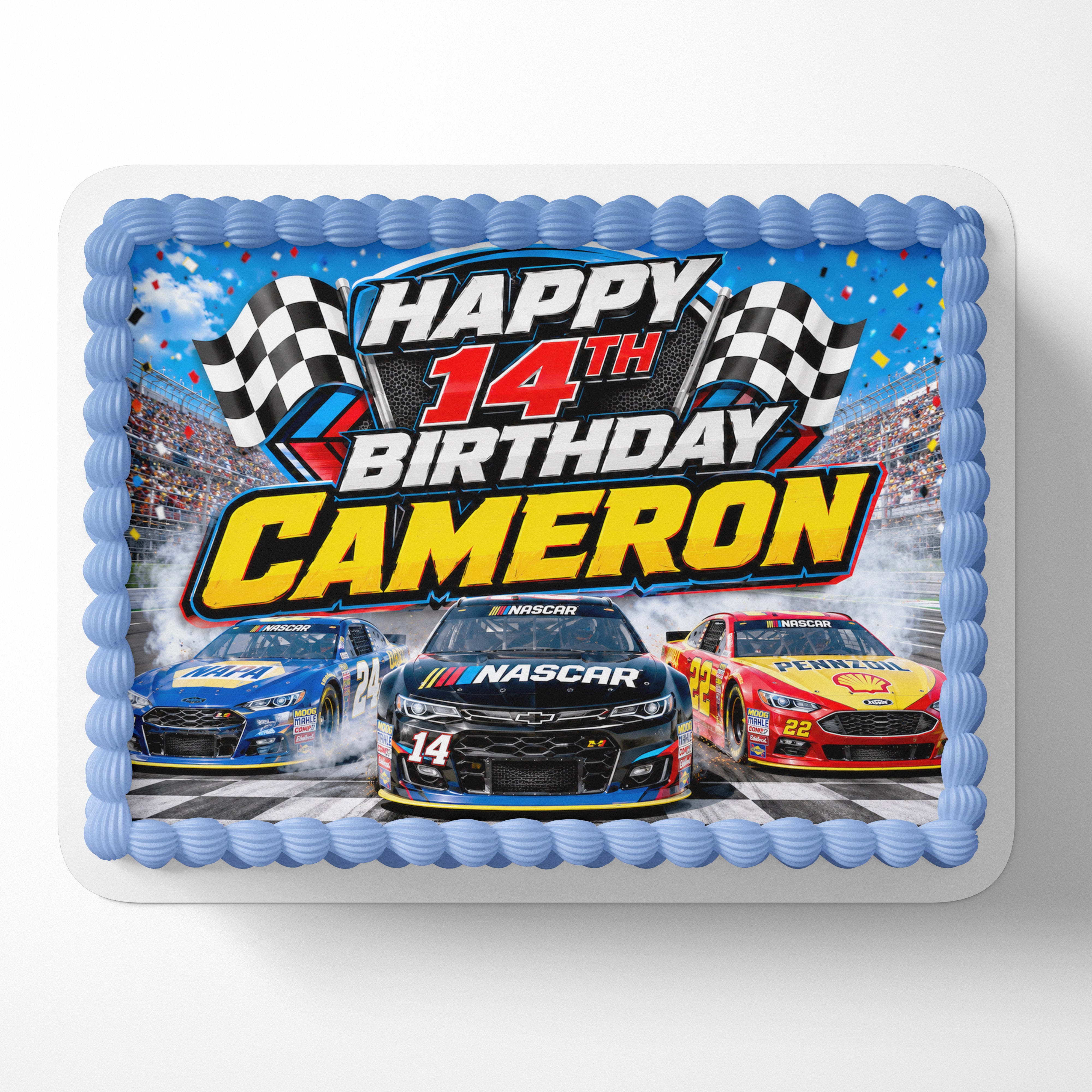 NASCAR Racing Cars﻿ Custom Edible Cake Image - Edible Cake Topper Birthday Cake Decoration