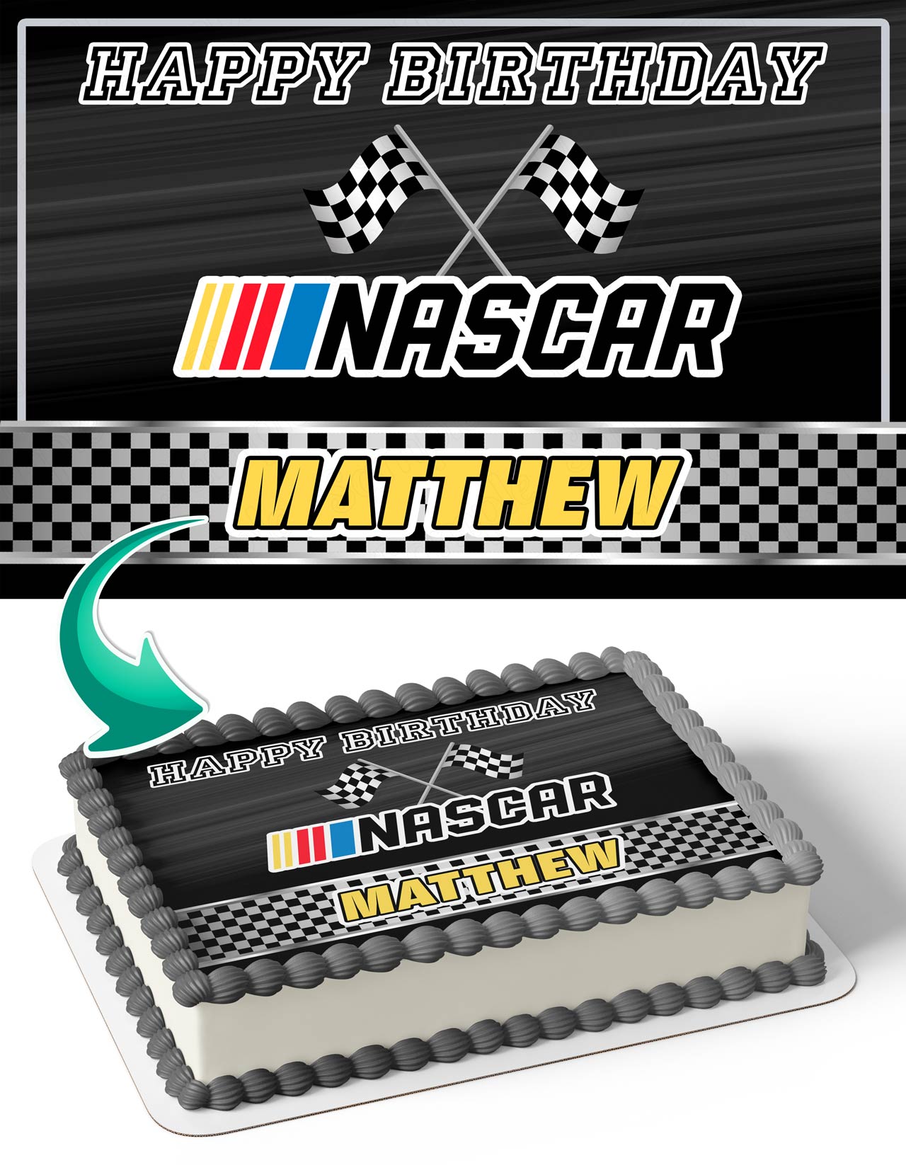 NASKAR Racing Edible Cake Topper