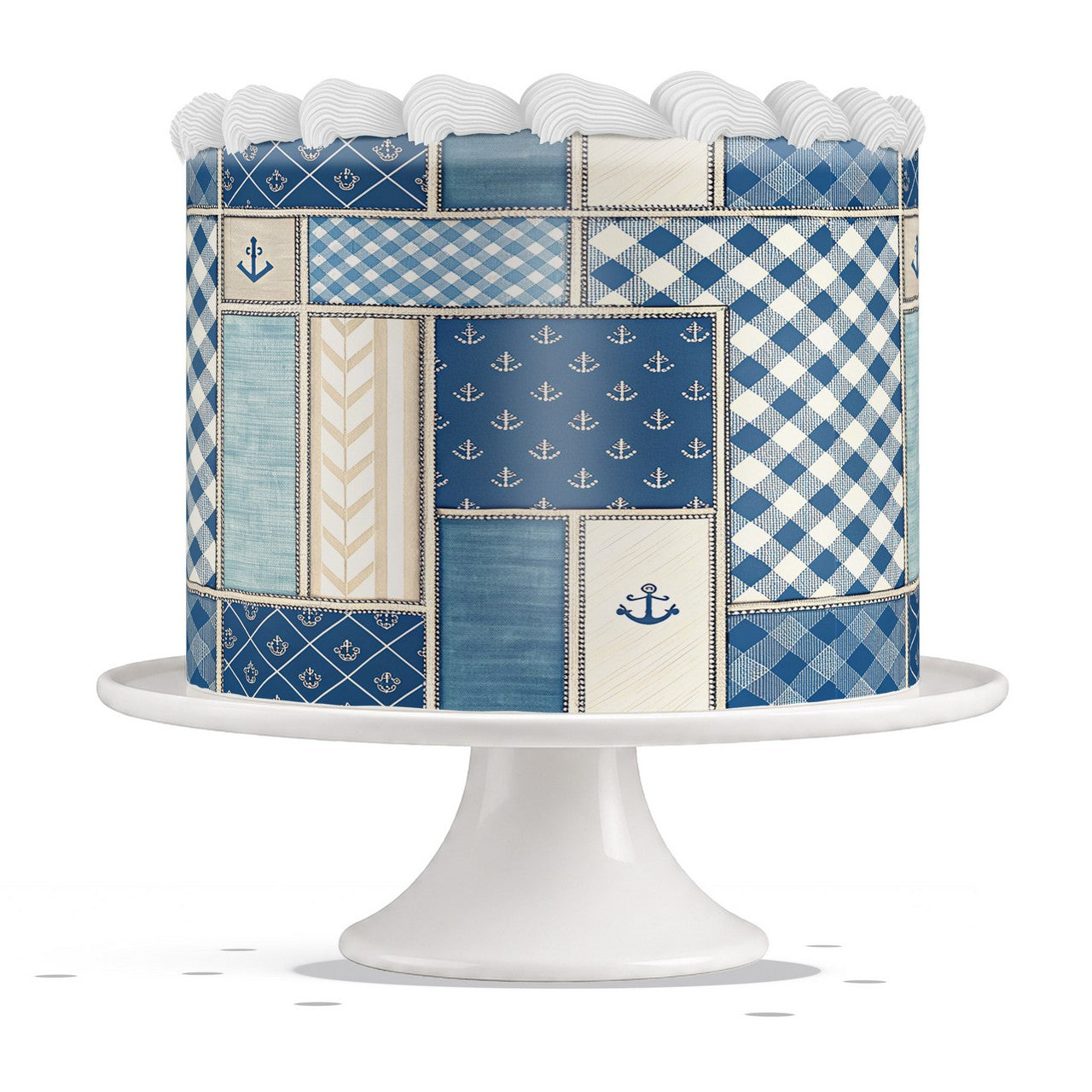 Nautical Patchwork edible cake wrap strip icing sheet