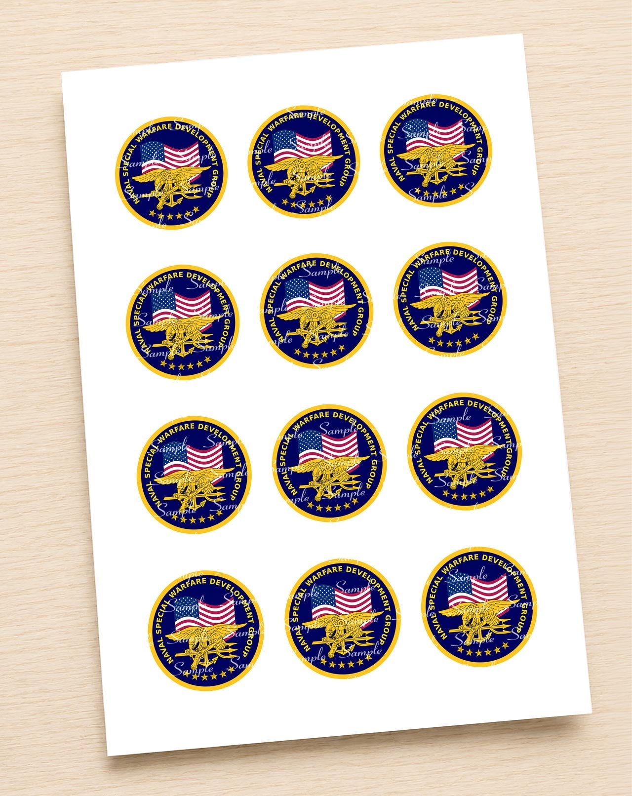 Naval Special Warfare Development Group Edible Cupcake Toppers Icing Sheet or Wafer Paper