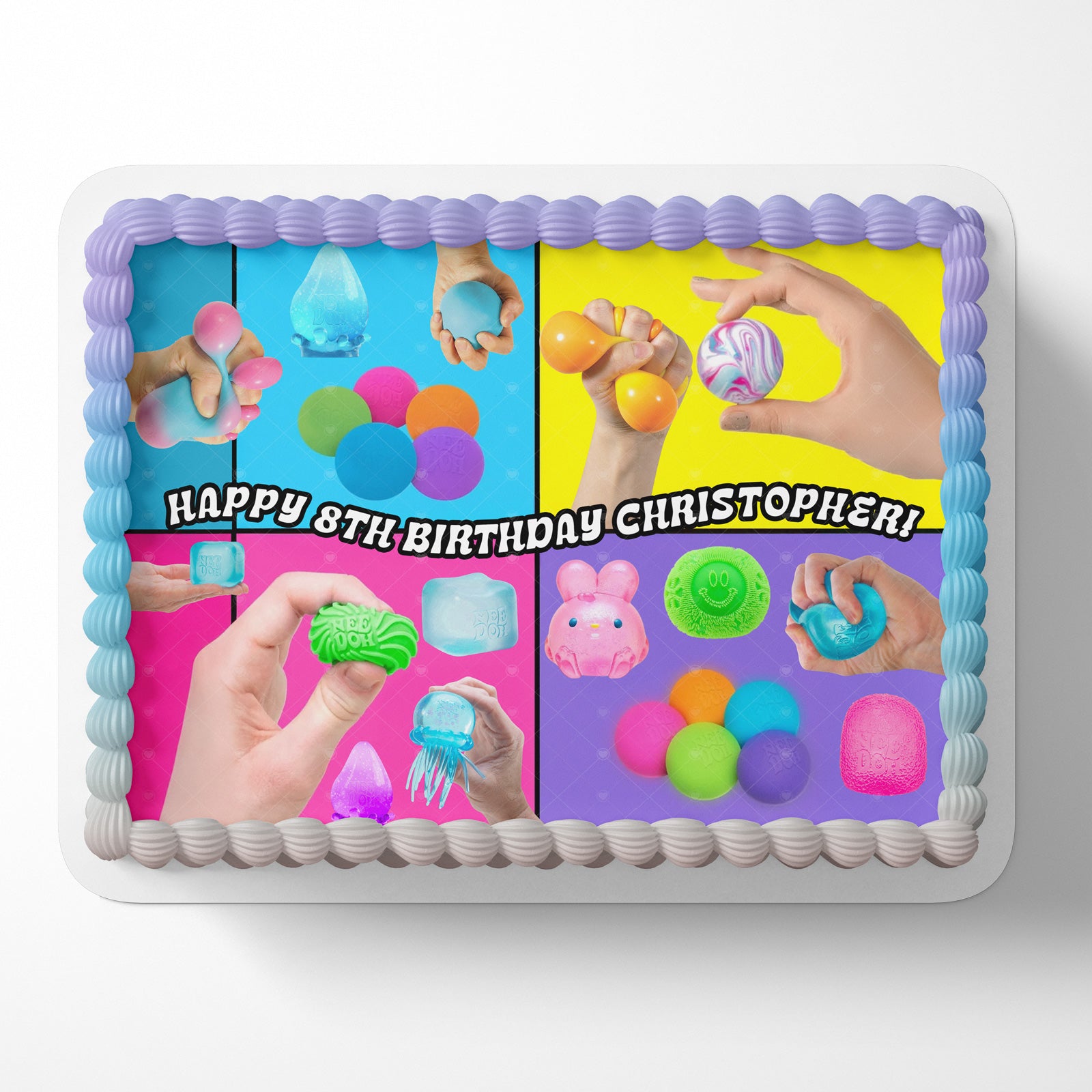 NeeDoh Squishy Toys Icing Sheet - Edible Cake Topper | Birthday Cake Decoration | Photo Cake Image