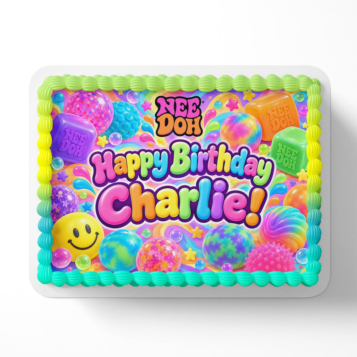 NeeDoh Squishy Edible Cake Topper | Birthday Cake Decoration | Photo Cake Image | Custom Edible Cake Topper