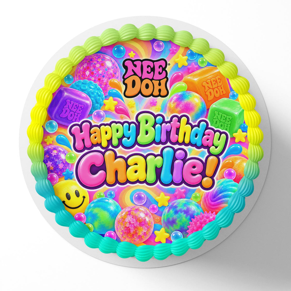 NeeDoh Squishy Edible Cake Topper | Birthday Cake Decoration | Photo Cake Image | Custom Edible Cake Topper