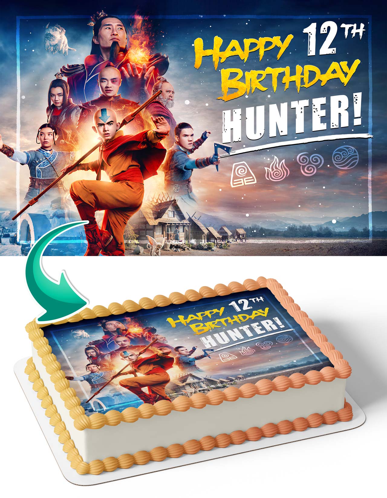 Netvideo Avatar The last Airbender Themed Edible Cake Topper