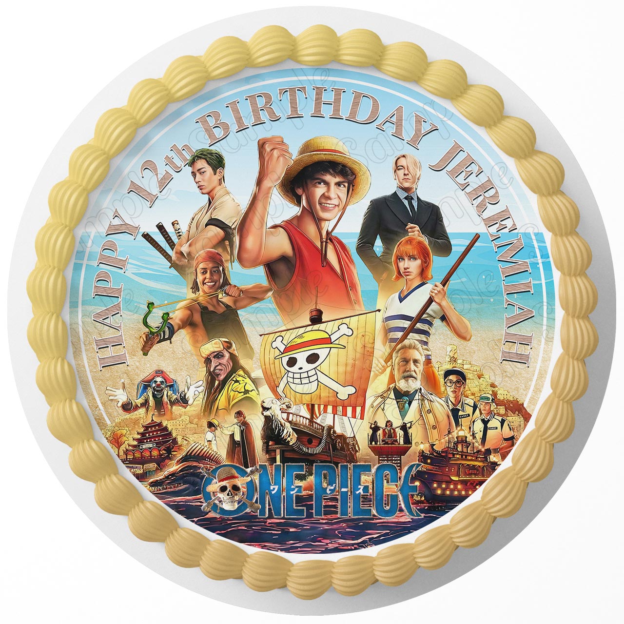 One Piece Kids Luffy Adventure Kids Fun Round – Icing Sheet Birthday - Personalized Edible Cake Topper | Custom Icing Sheet | Birthday Cake Decoration