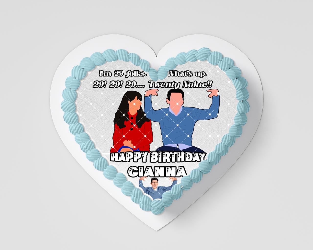 New Girl 29 TWENTY NINE Schmidt Heart Shaped – Frosting Sheet - Personalized Edible Cake Topper | Custom Icing Sheet | Birthday Cake Decoration