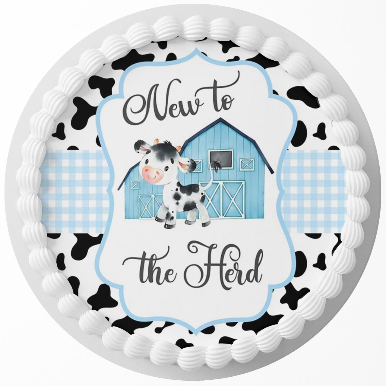 New to the He Kids Baby Cow Round – Icing Sheet Birthday - Personalized Edible Cake Topper | Custom Icing Sheet | Birthday Cake Decoration