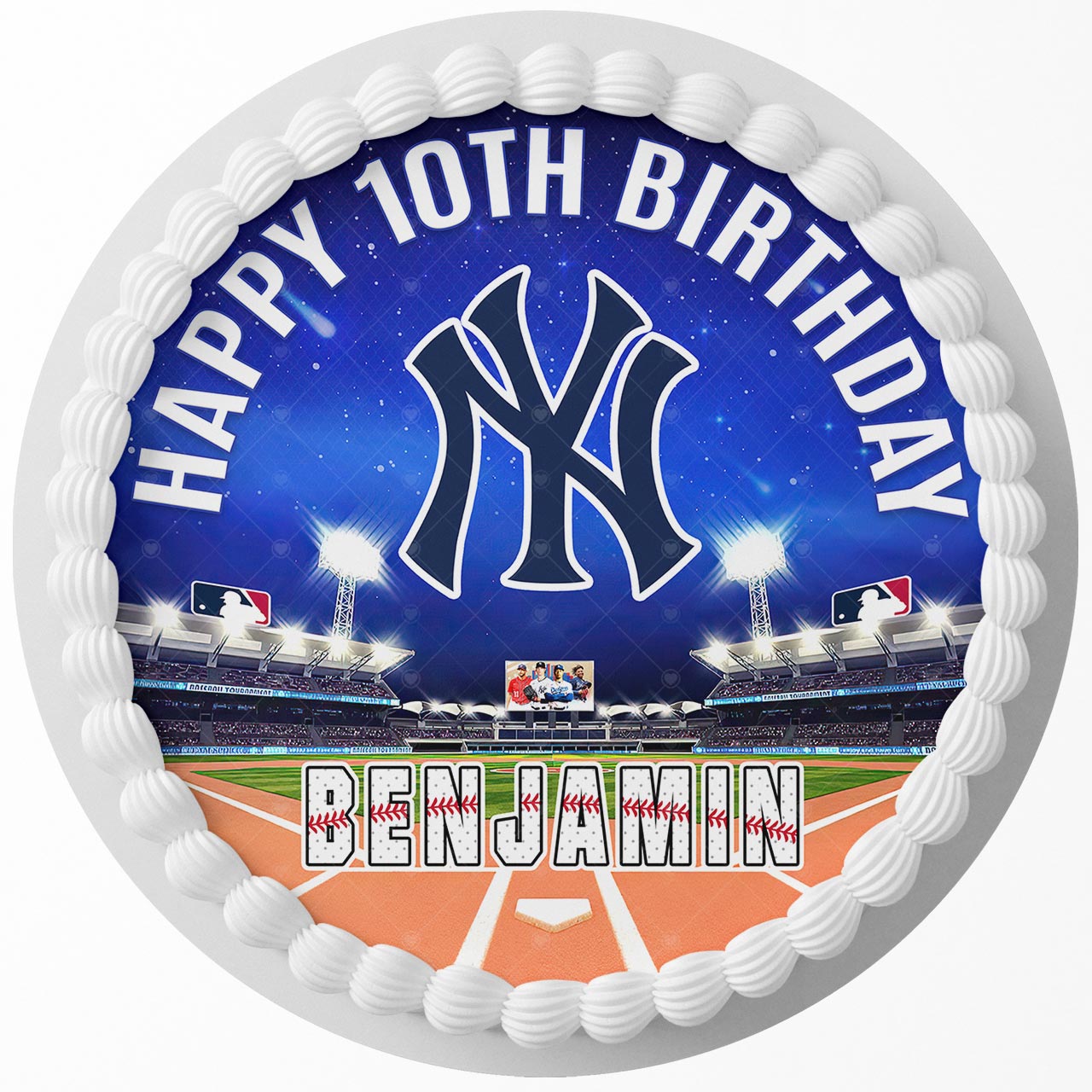 New York Yankees Round – Icing Sheet Birthday - Personalized Edible Cake Topper | Custom Icing Sheet | Birthday Cake Decoration | Photo Cake Image