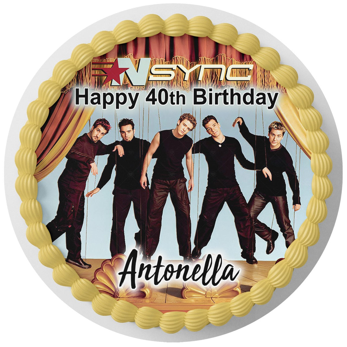 NSYNC No Strings Attached Edible Cake Topper Round Personalized Edible Cake Topper | Custom Icing Sheet | Birthday Cake Decoration